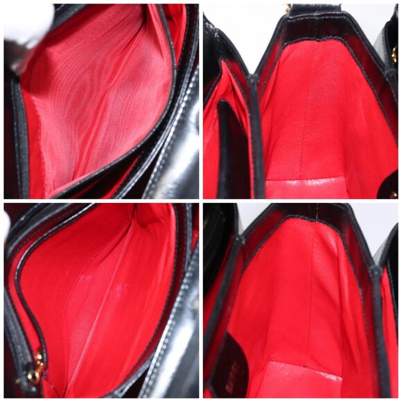 GUCCI Hand Bag Leather Black Gold 000 2048 0175 Auth ep8231 - Picture 16 of 16